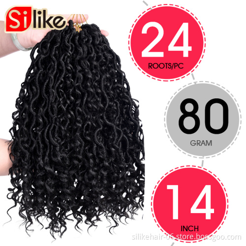 Silike Goddess Locs Crochet Hair 24/stands synthetic Curly Braiding Faux Locs braid 24inch Bohemian Hair Soft braids